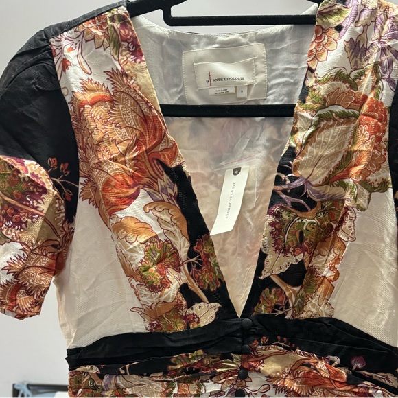 luxury the catalina button front midi dress with V neck,puff sleeves, NEW,SIZE S - Picture 9 of 9